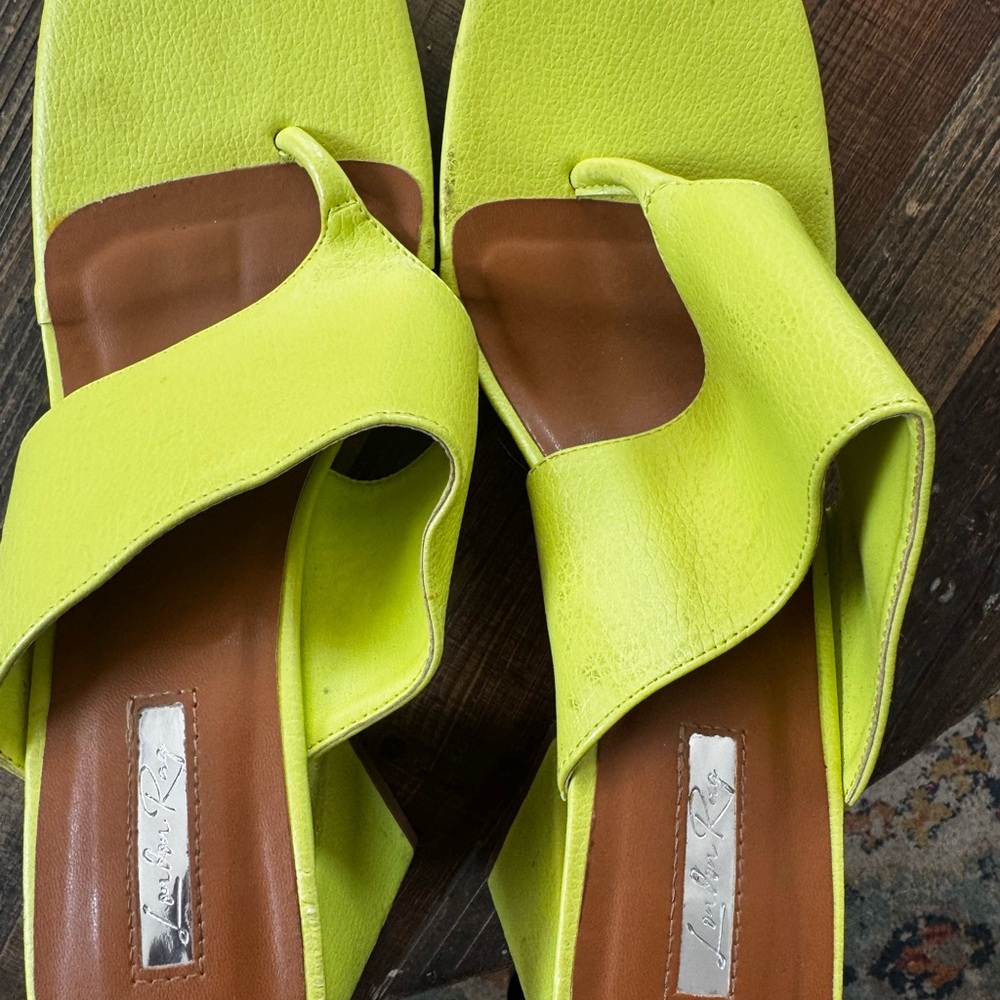 Lime Green Leather Women's Sandals